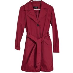 Colebrook Dark Red Slicker Trench Coat Tied Waist Size Small New without Tags